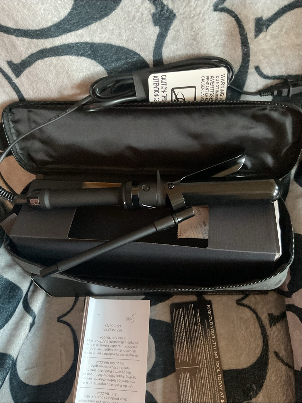 Black Professional Curling Iron with Heat-Resistant Case
